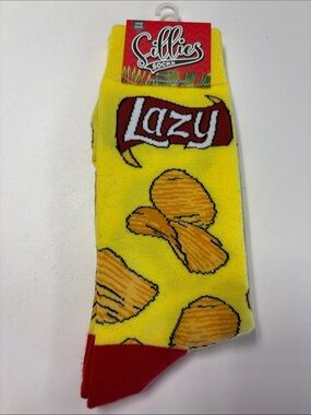 Sillies Yellow "Lazy" Novelty Men's Socks